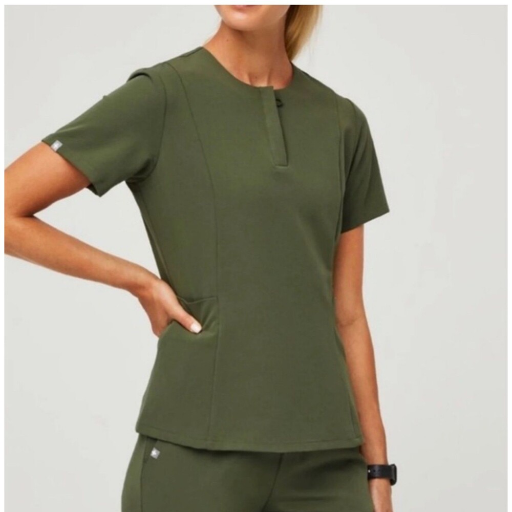 Women's FIGS Scrubs Technical Collection Bristol Scrub Top Dark Olive XXL